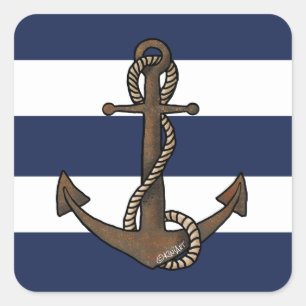 KiniArt Anchor Nautical Square Sticker