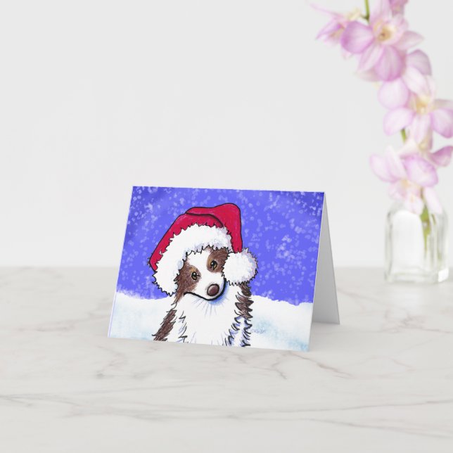 KiniArt Aussie Shepherd Christmas Card (Orchid)