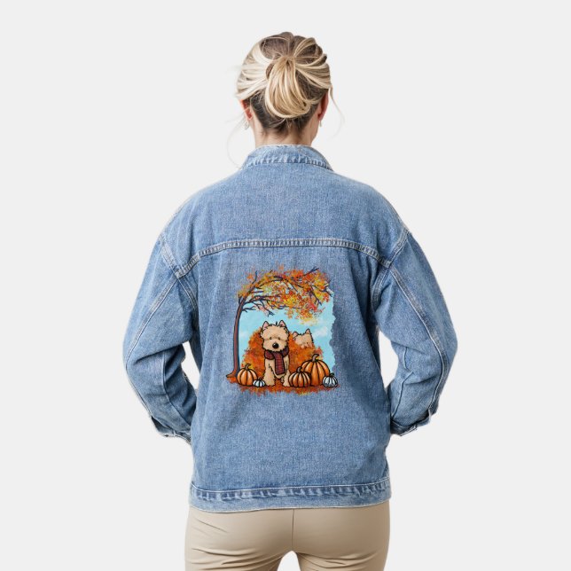 KiniArt Autumn Cairn Terrier Denim Jacket (Model)