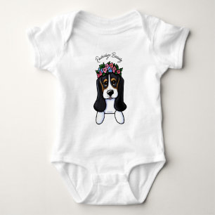 KiniArt Basset Flower Girl Baby Bodysuit