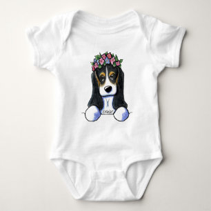KiniArt Basset Flower Girl Baby Bodysuit