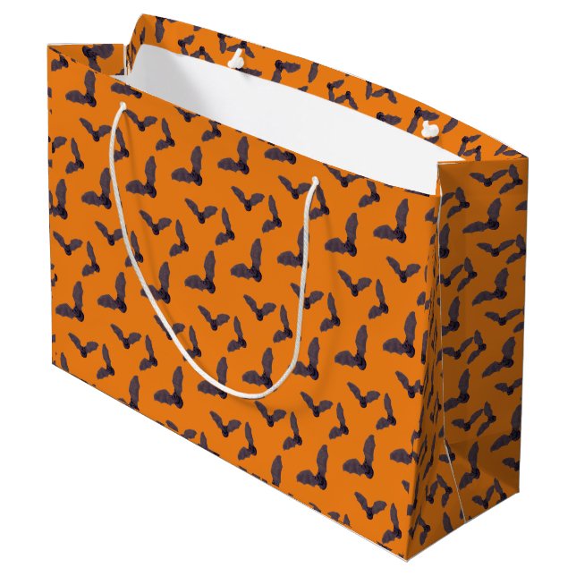 KiniArt Bats Halloween Large Gift Bag (Back Angled)