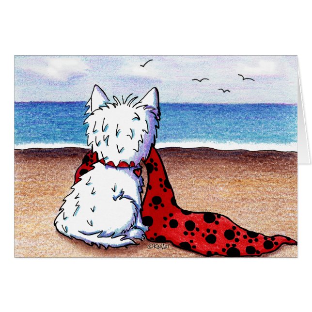 KiniArt Beach Blanket Westie (Front Horizontal)