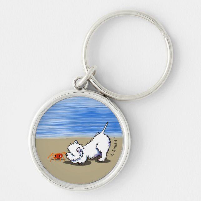 KiniArt Beach Westie Key Ring (Front)
