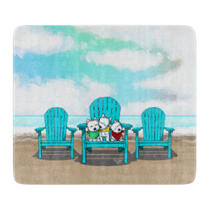 KiniArt Beach Westies Cutting Board