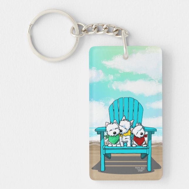 KiniArt Beach Westies Key Ring (Front)