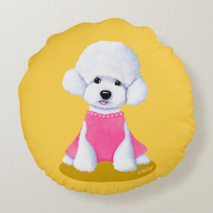 KiniArt Bichon Frise Round Pillow