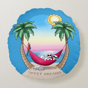 KiniArt Bichon Sweet Dreams Round Cushion