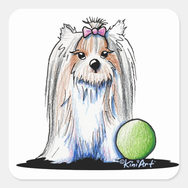 KiniArt Biewer Yorkie Terrier Square Sticker (Front)
