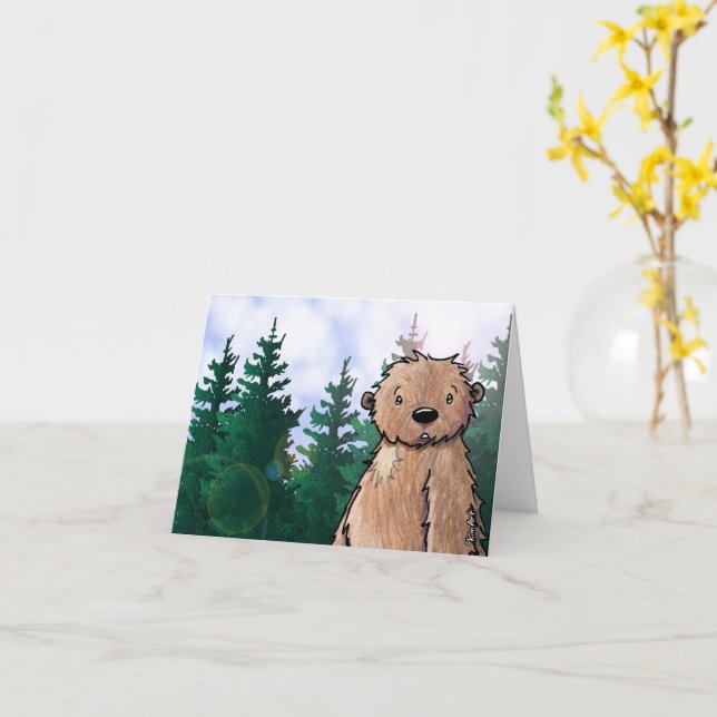 KiniArt Bigfoot Sasquatch Note Card (Yellow Flower)