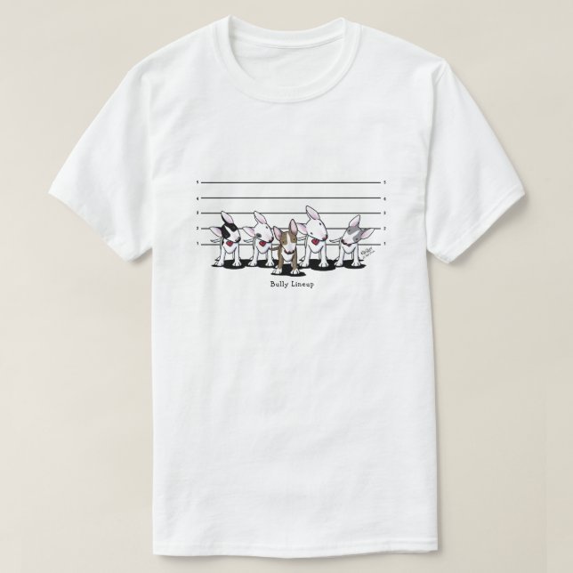 KiniArt Bully Lineup Bull Terrier T-Shirt (Design Front)