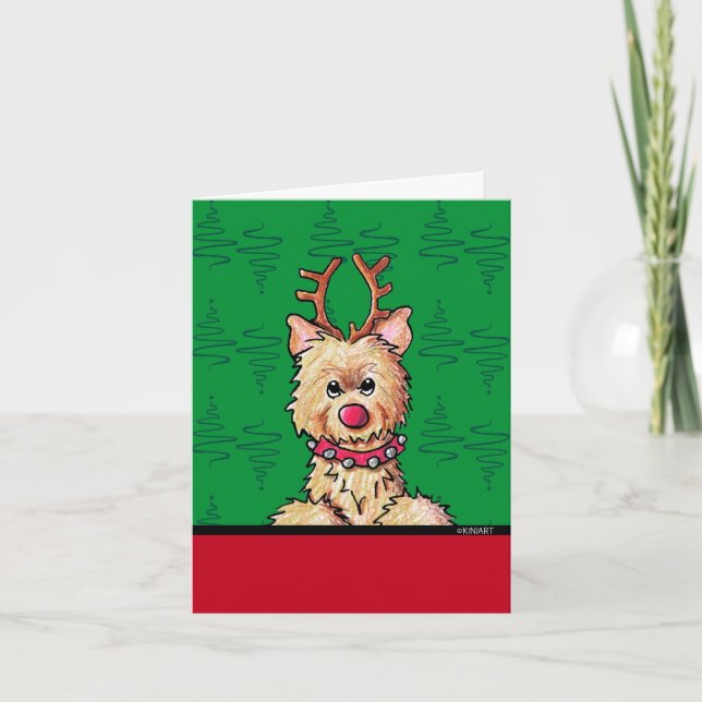 KiniArt Cairn Reindeer Christmas Cards (Front)