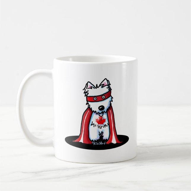 KiniArt Canadian Westie Superhero Coffee Mug (Left)