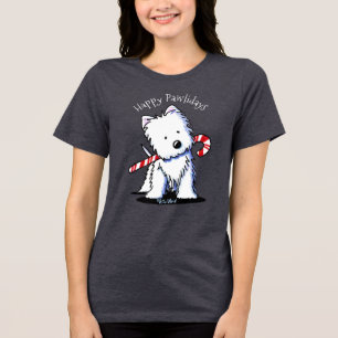KiniArt Candy Cane Westie Tri-Blend Shirt