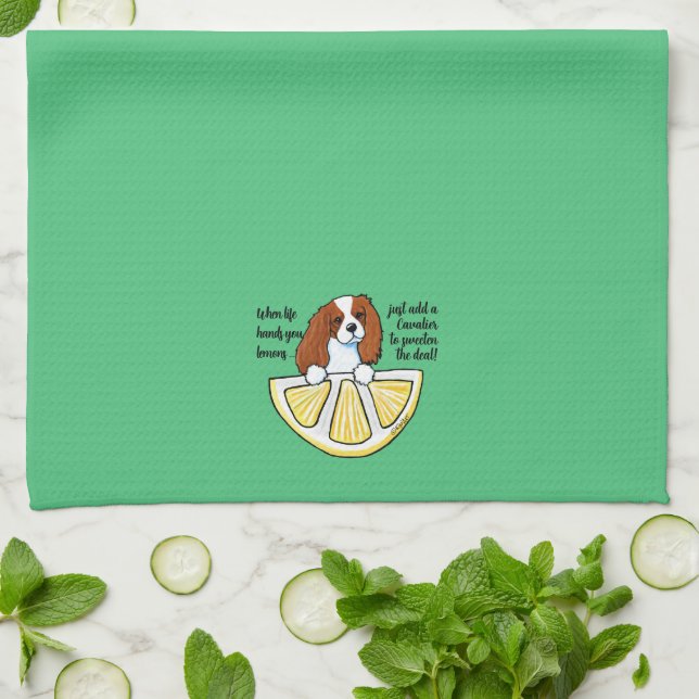 KiniArt Cavalier Life Lemons Kitchen Towel (Folded)