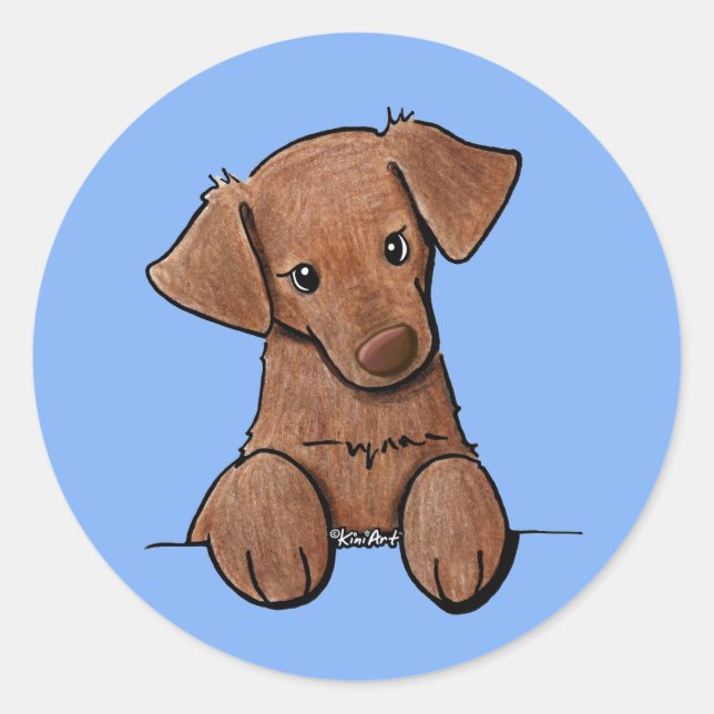 KiniArt Chocolate Lab Classic Round Sticker (Front)