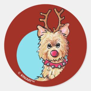 KiniArt Christmas Cairn Reindeer Classic Round Sticker