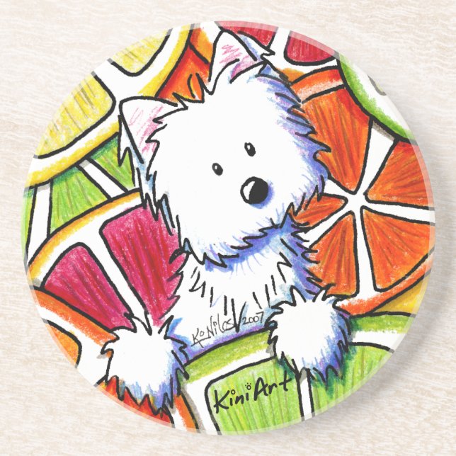 KiniArt Citrus Westie Coaster (Front)