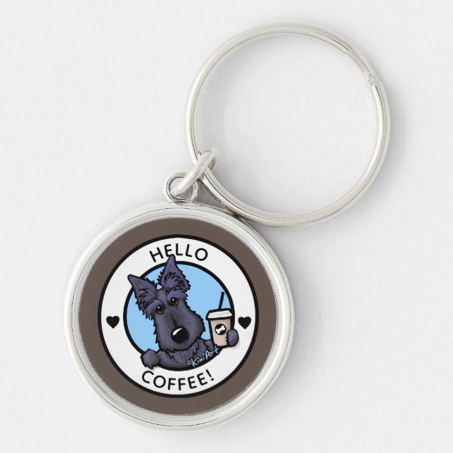 KiniArt Coffee Scottish Terrier Keychain (Front)