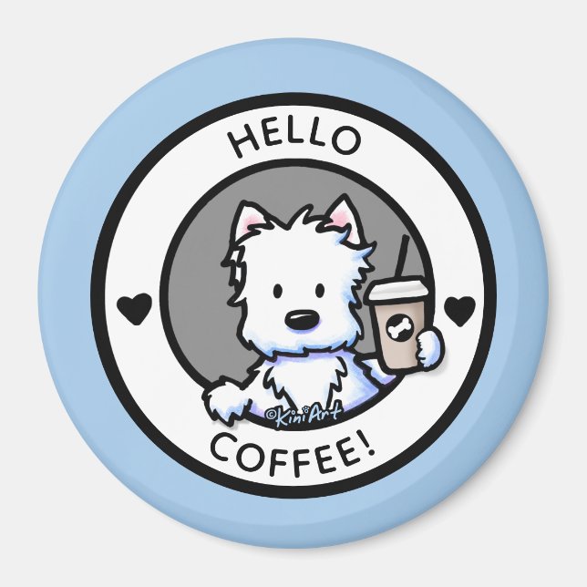 KiniArt Coffee Westie Magnet (Front)