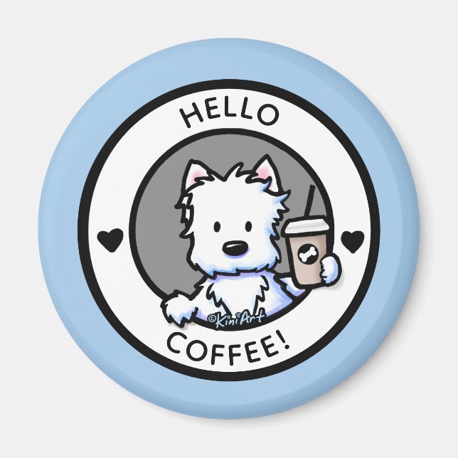 KiniArt Coffee Westie Magnet (Front)
