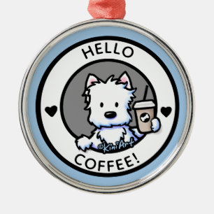 KiniArt Coffee Westie Metal Ornament