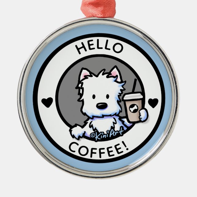 KiniArt Coffee Westie Metal Ornament (Front)