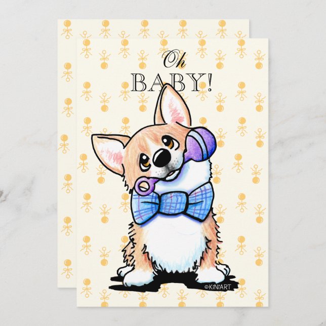 KiniArt Corgi Baby Shower Invitations (Front/Back)