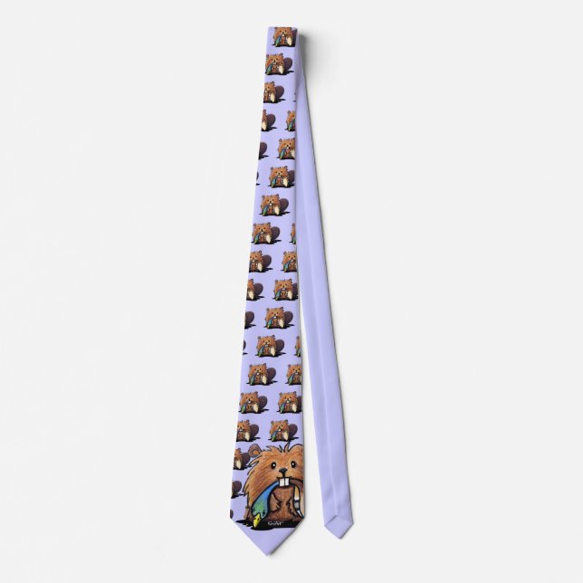 KiniArt Cute Beaver Neck Tie (Front)