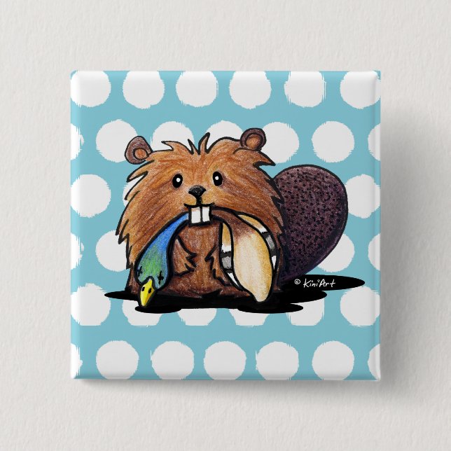 KiniArt Cute Beaver Pin (Front)