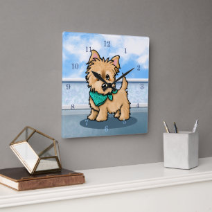 KiniArt Cute Cairn Square Wall Clock