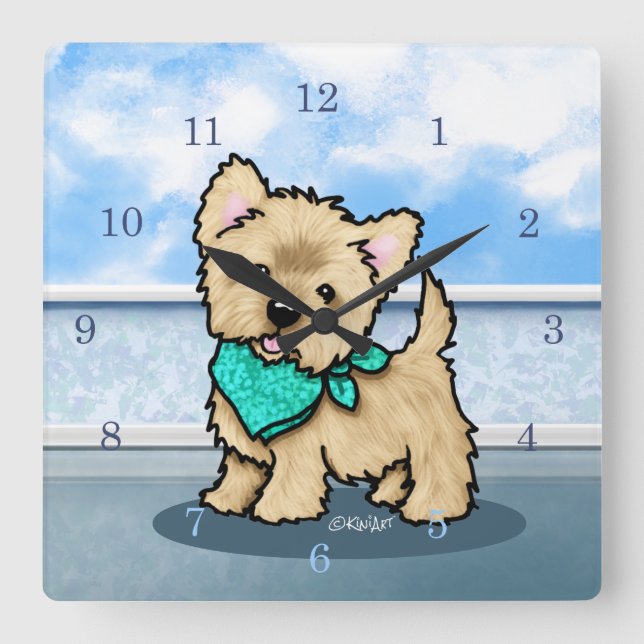 KiniArt Cutieface Cairn Square Wall Clock (Front)