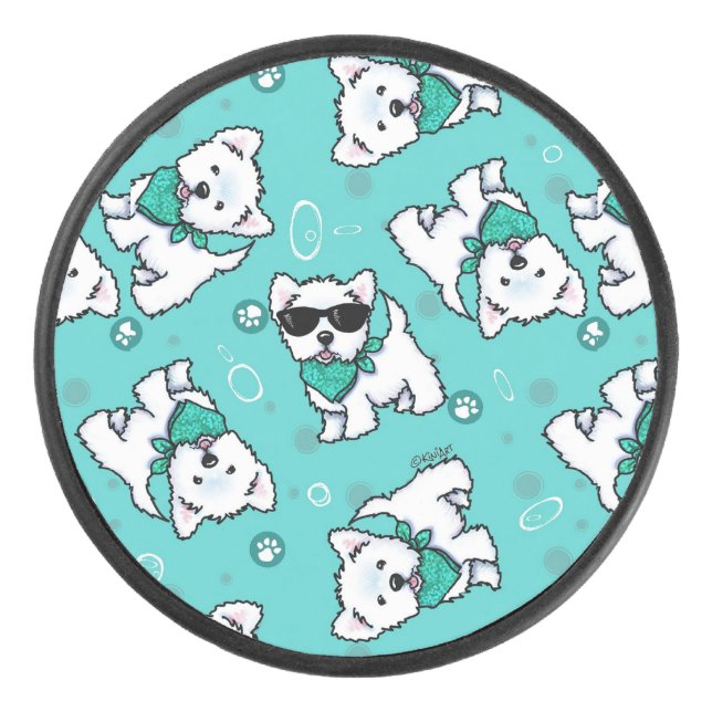 KiniArt Cutieface Westies Hockey Puck (Front)