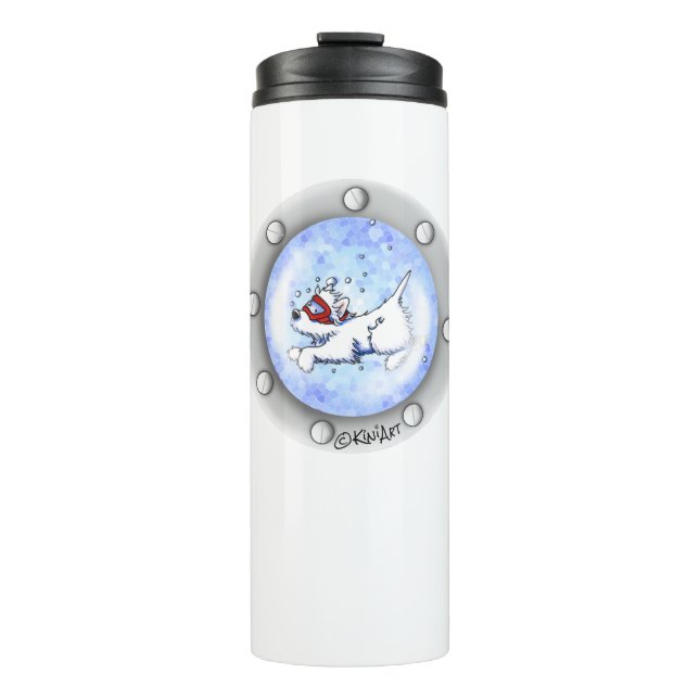 KiniArt Diving Westie Porthole Thermal Tumbler (Front)