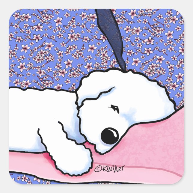 KiniArt Dog Tired Bichon Square Sticker (Front)