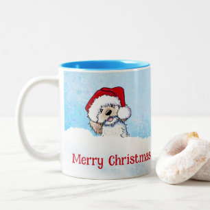KiniArt Doodle Puppy Christmas Two-Tone Coffee Mug