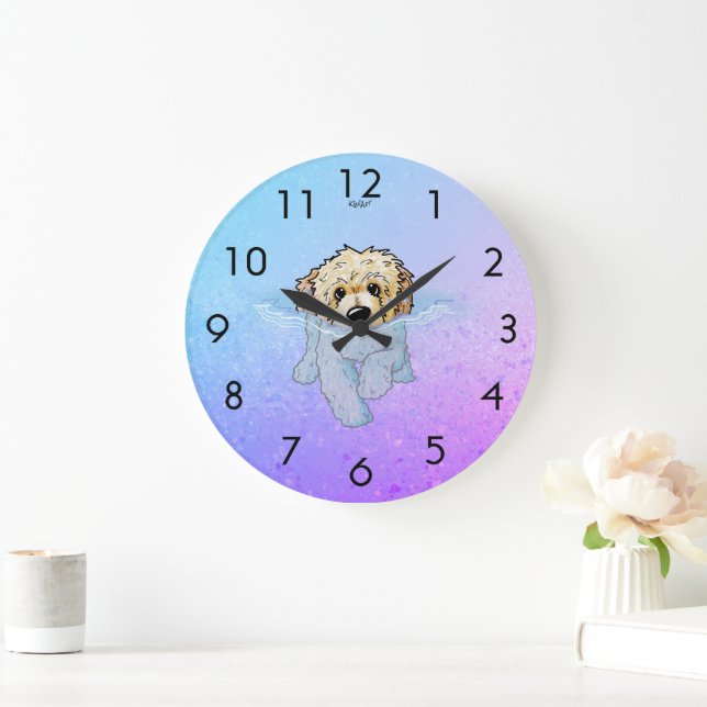 KiniArt DoodleMoji Goldendoodle Large Clock (Home)