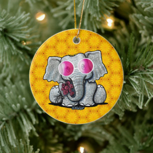 KiniArt Elephant Ceramic Ornament