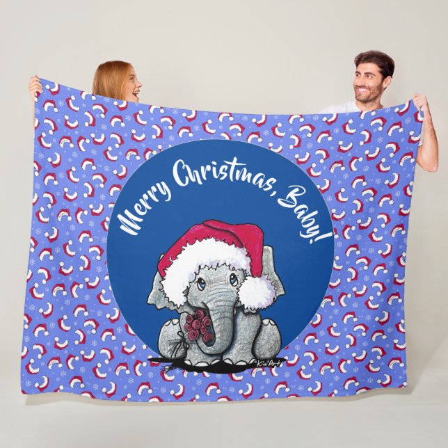 KiniArt Elephant Christmas Fleece Blanket (In Situ)