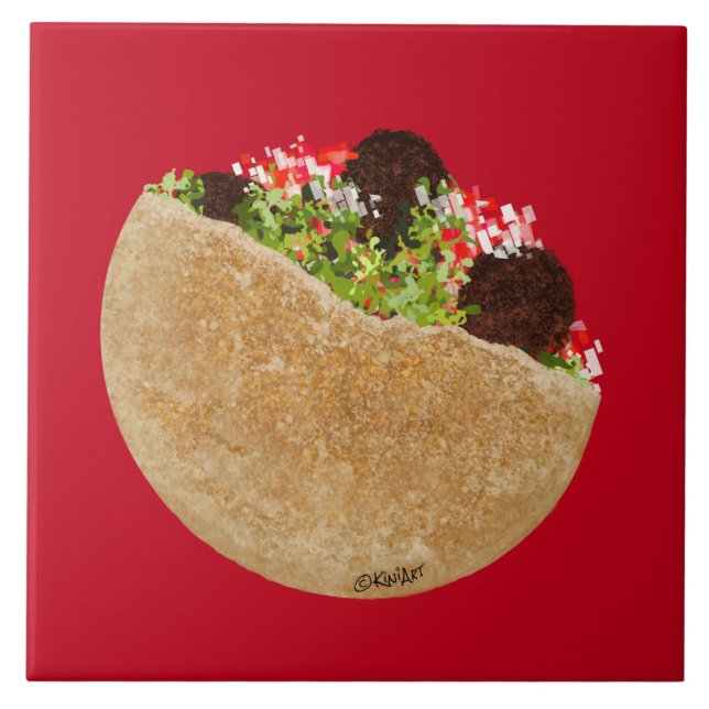 KiniArt Falafel Sandwich Ceramic Tile (Front)