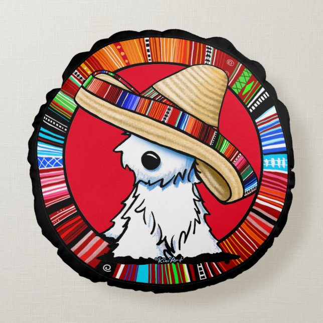 KiniArt Fiesta Westie Round Cushion (Front)