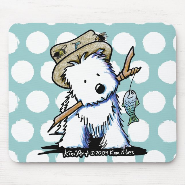 KiniArt Fishing Westie Mousepad (Front)