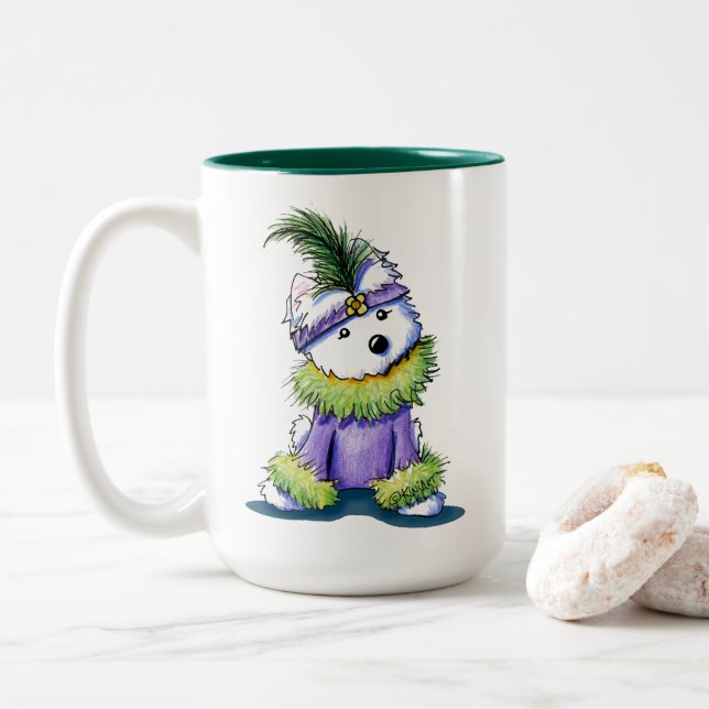 KiniArt Flapper Westie Two-Tone Coffee Mug (With Donut)