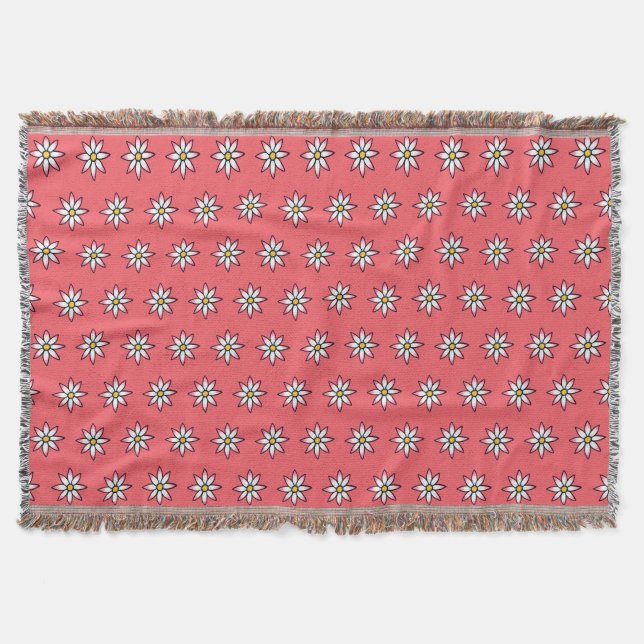 KiniArt Floral Coral Throw Blanket (Front)