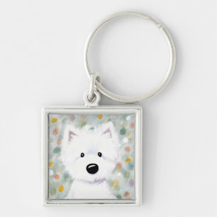 KiniArt Fluffy Westie Impressions Key Ring