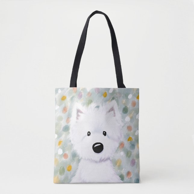 KiniArt Fluffy Westie Impressions Tote Bag (Front)
