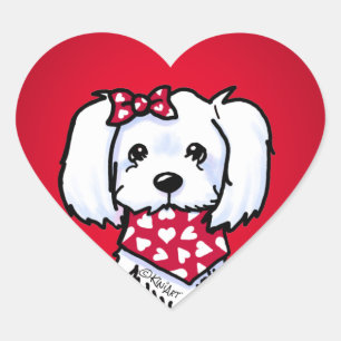 KiniArt Gidget Portrait Red Heart Stickers