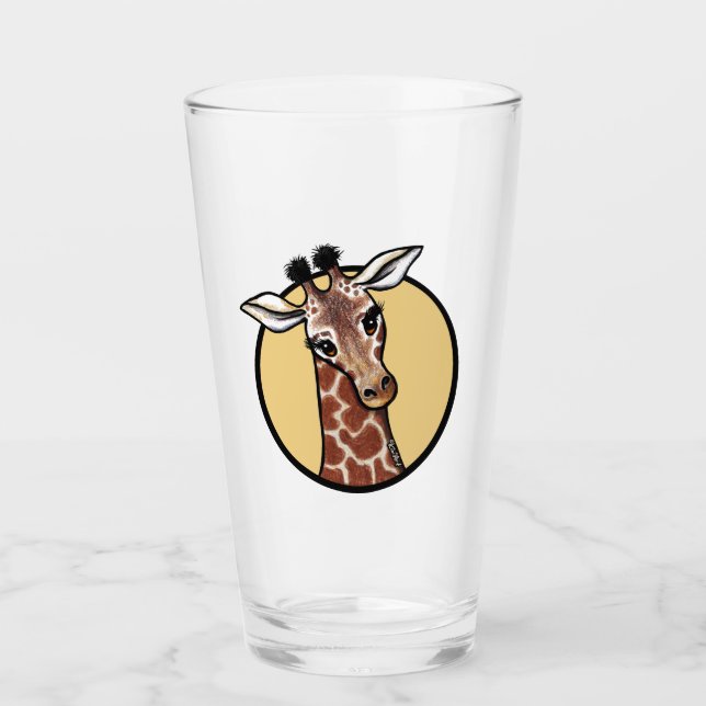 KiniArt Giraffe Lover Glass Cup (Front)