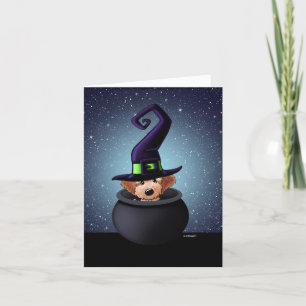 KiniArt Goldendoodle Witch Halloween Card