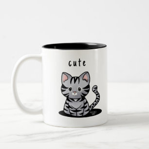 KiniArt Grey Tabby Kitten Two-Tone Coffee Mug